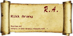 Rikk Arany névjegykártya